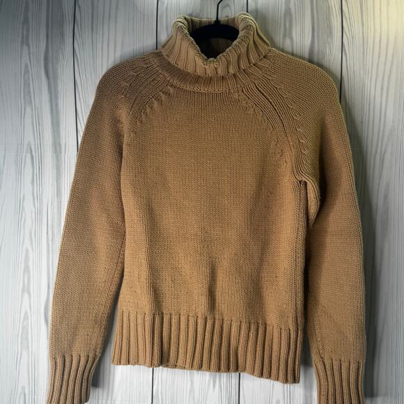 Gap Sweaters - VTG Gap Y2K  Turtleneck Sweater Womens Small 2002 Chunky Cotton Blend Tan